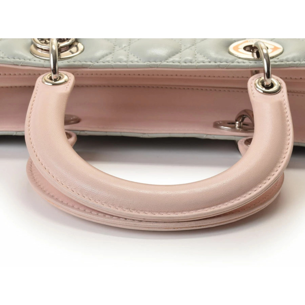 Dior CHRISTIAN Lady Cannage Tricolor Pink Yellow Blue Lambskin - Picture 3 of 9
